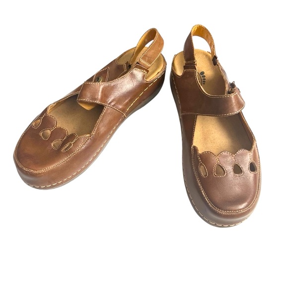 Spring Step ‘Hope’ Mary Jane Leather Clogs Brown SZ 42/10.5-11 Boho Hipster - Picture 1 of 13